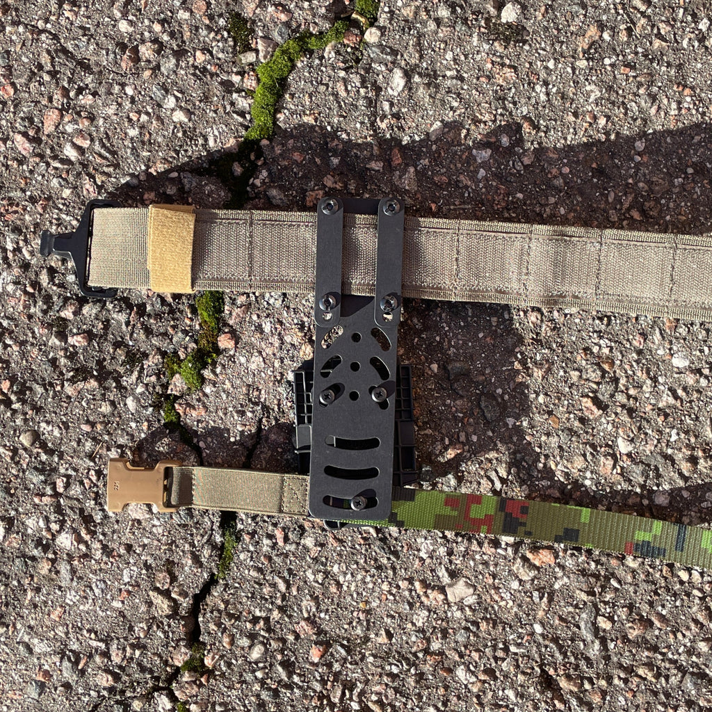 PANNEL TAC HOLSTER DROP MOUNT HDM-1 Black Anodize with PANNELTAC THIGH STRAP TS-2